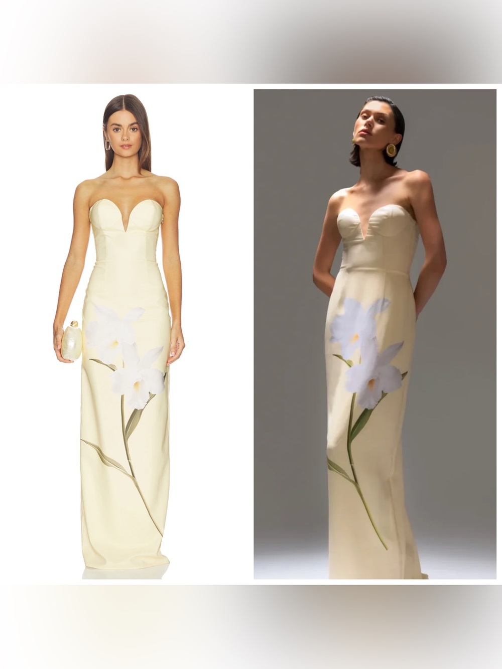 Katie May Ursula Gown XL Butter Floral Yellow Maxi Dress Strapless